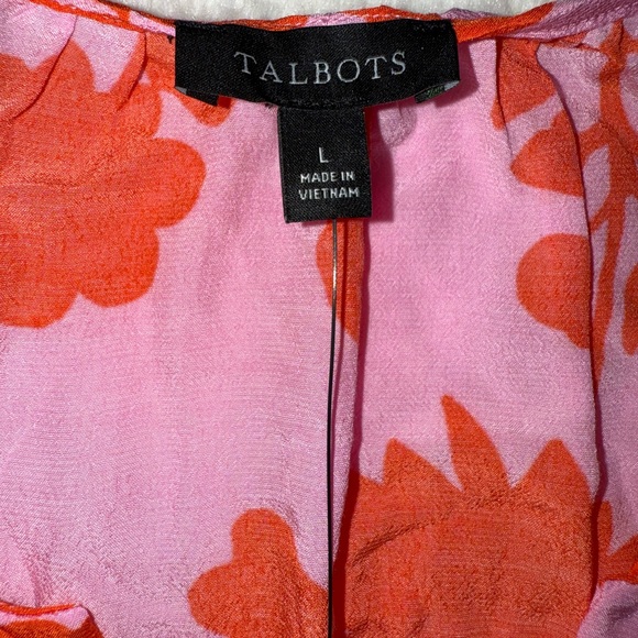 NWT Talbots Red Floral Blouse on Pink Size Large - Picture 2 of 4